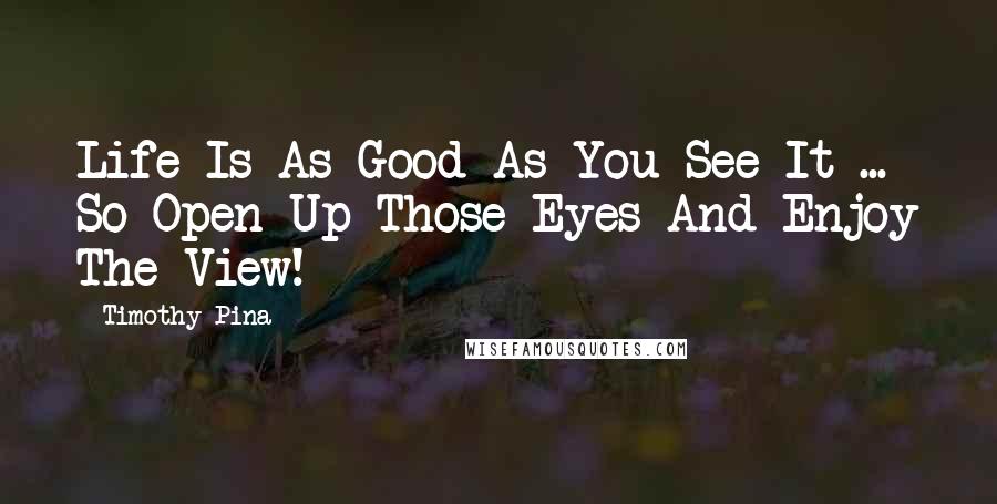 Timothy Pina Quotes: Life Is As Good As You See It ... So Open Up Those Eyes And Enjoy The View!