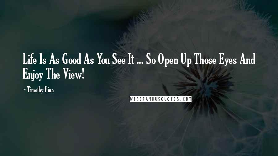 Timothy Pina Quotes: Life Is As Good As You See It ... So Open Up Those Eyes And Enjoy The View!