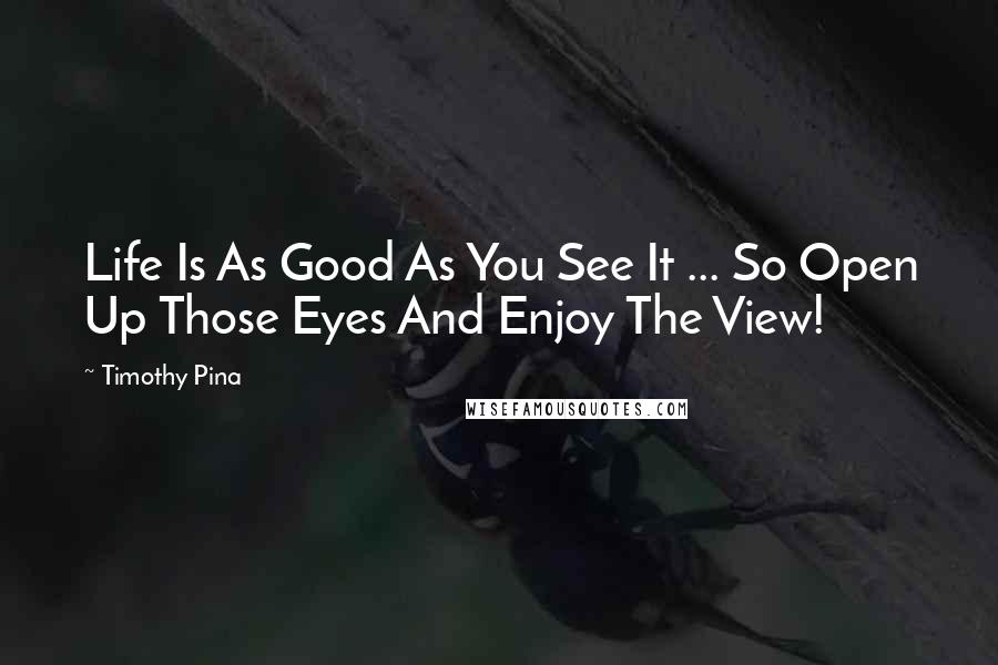 Timothy Pina Quotes: Life Is As Good As You See It ... So Open Up Those Eyes And Enjoy The View!