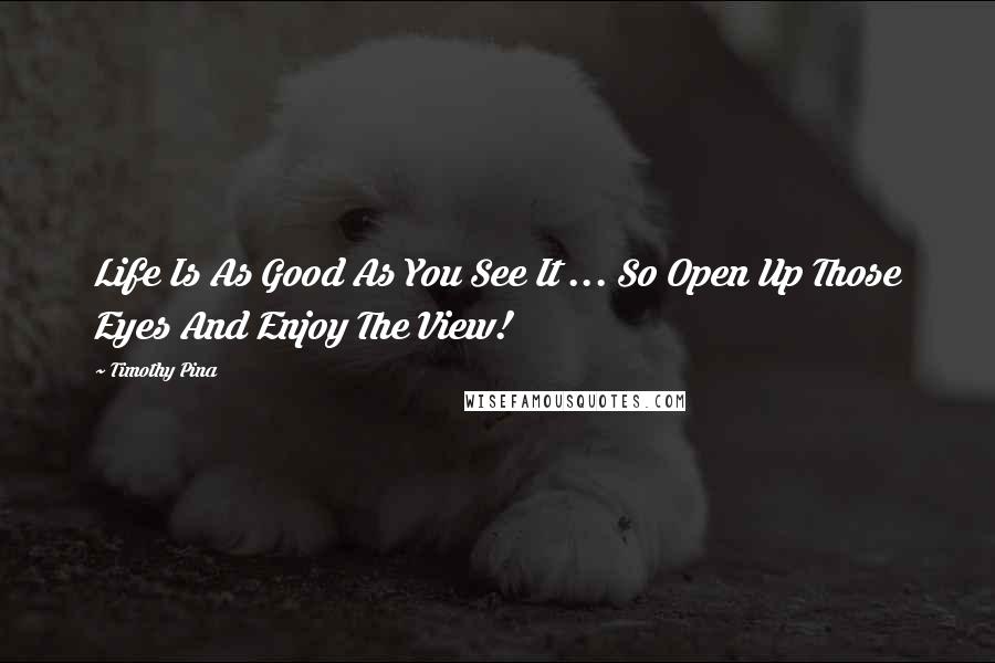 Timothy Pina Quotes: Life Is As Good As You See It ... So Open Up Those Eyes And Enjoy The View!