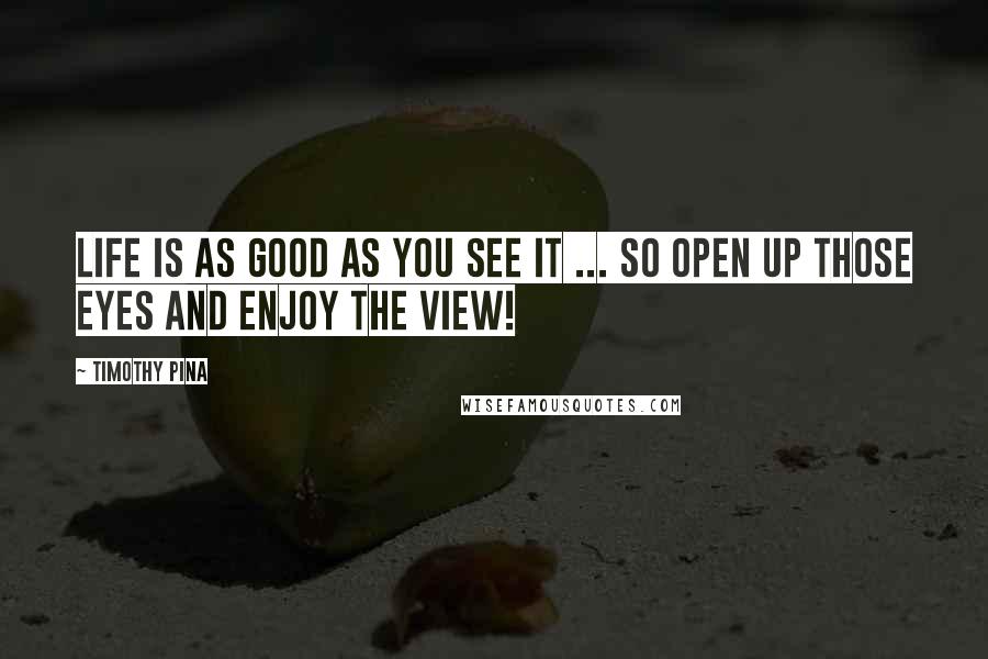 Timothy Pina Quotes: Life Is As Good As You See It ... So Open Up Those Eyes And Enjoy The View!