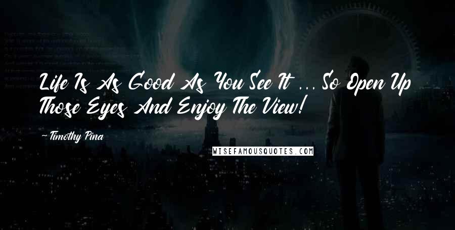 Timothy Pina Quotes: Life Is As Good As You See It ... So Open Up Those Eyes And Enjoy The View!