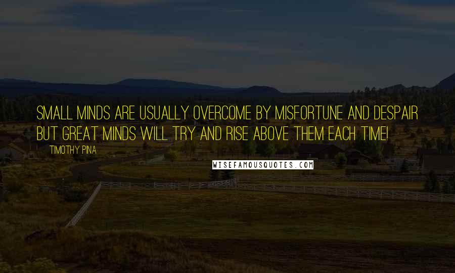 Timothy Pina Quotes: Small minds are usually overcome by misfortune and despair but great minds will try and rise above them each time!