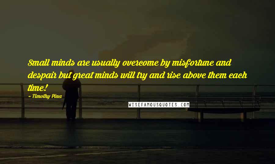 Timothy Pina Quotes: Small minds are usually overcome by misfortune and despair but great minds will try and rise above them each time!