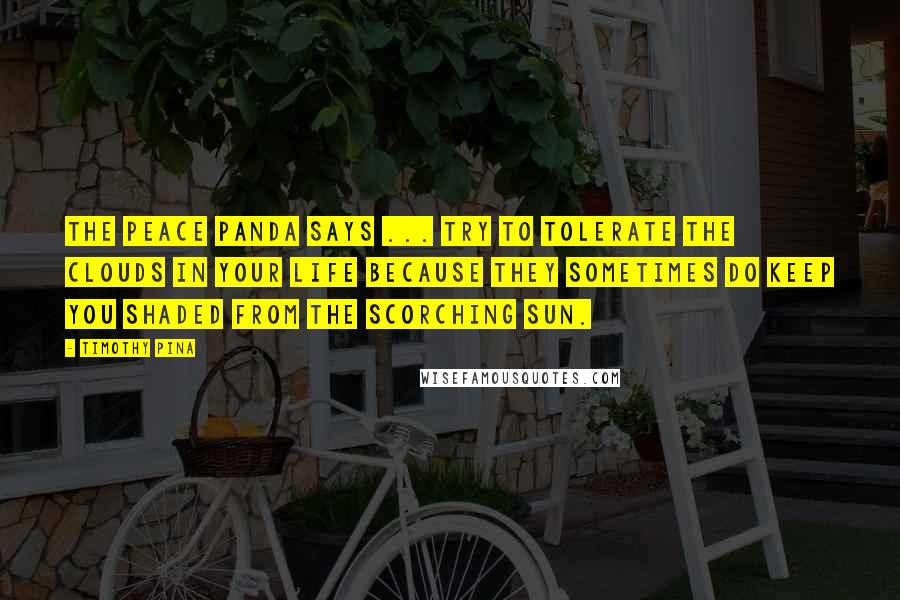 Timothy Pina Quotes: The Peace Panda Says ... Try to tolerate the clouds in your life because they sometimes do keep you shaded from the scorching sun.