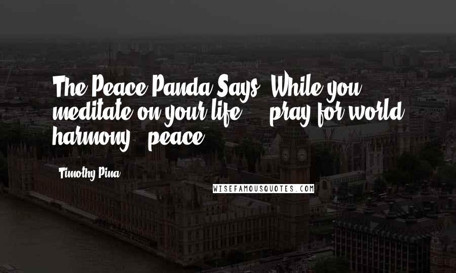 Timothy Pina Quotes: The Peace Panda Says: While you meditate on your life ... pray for world harmony & peace!