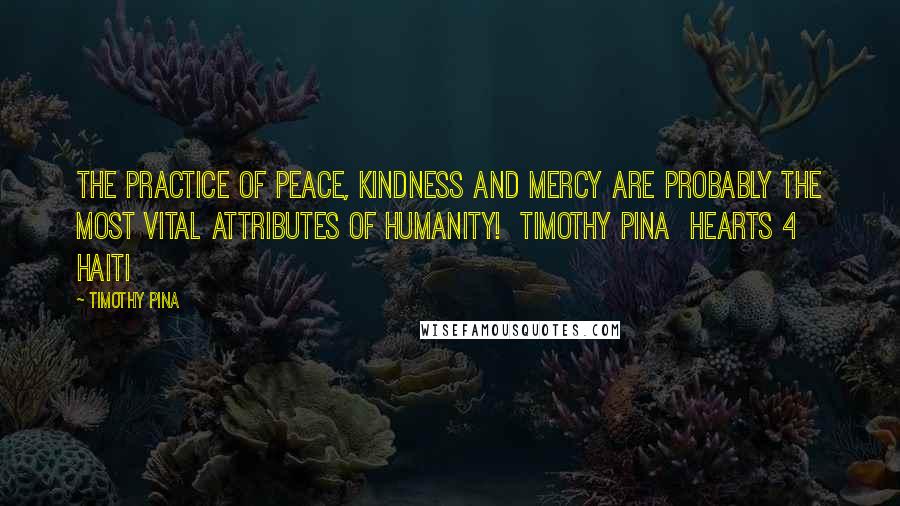 Timothy Pina Quotes: The practice of peace, kindness and mercy are probably the most vital attributes of humanity! Timothy Pina Hearts 4 Haiti