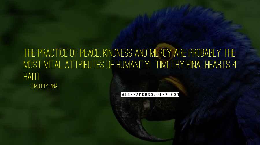 Timothy Pina Quotes: The practice of peace, kindness and mercy are probably the most vital attributes of humanity! Timothy Pina Hearts 4 Haiti