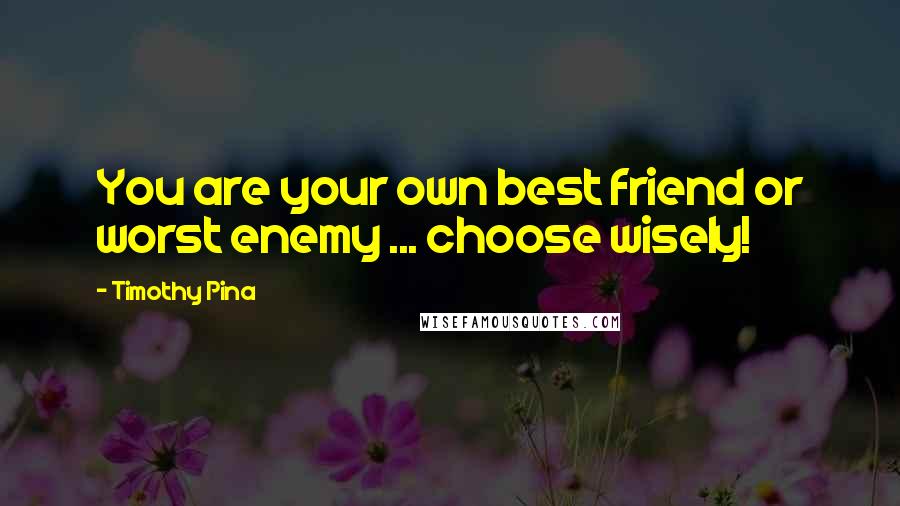 Timothy Pina Quotes: You are your own best friend or worst enemy ... choose wisely!