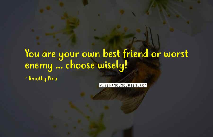 Timothy Pina Quotes: You are your own best friend or worst enemy ... choose wisely!