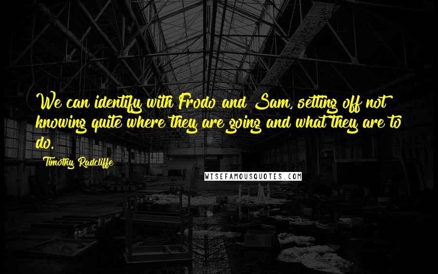 Timothy Radcliffe Quotes: We can identify with Frodo and Sam, setting off not knowing quite where they are going and what they are to do.