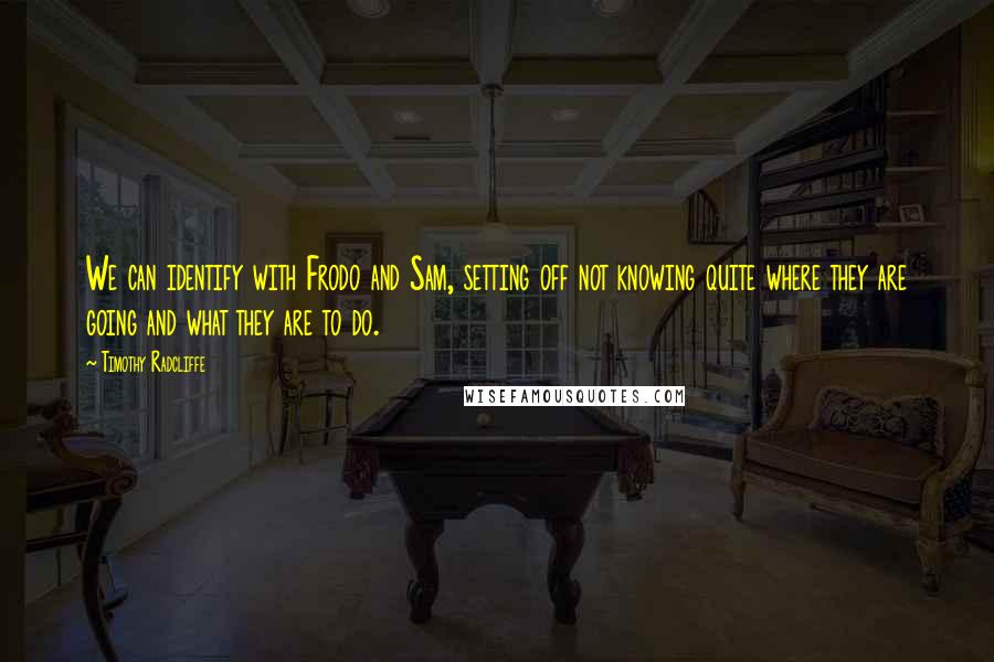 Timothy Radcliffe Quotes: We can identify with Frodo and Sam, setting off not knowing quite where they are going and what they are to do.