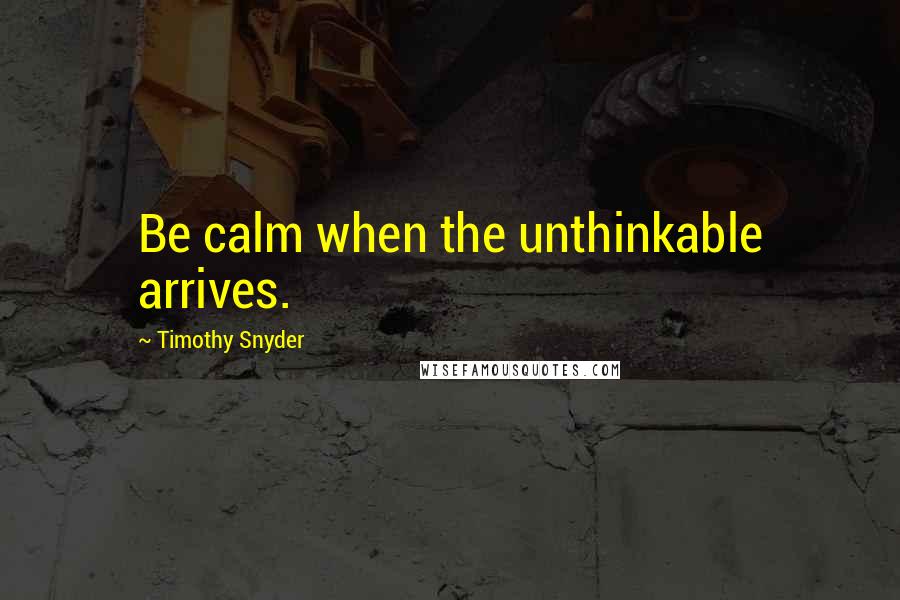 Timothy Snyder Quotes: Be calm when the unthinkable arrives.