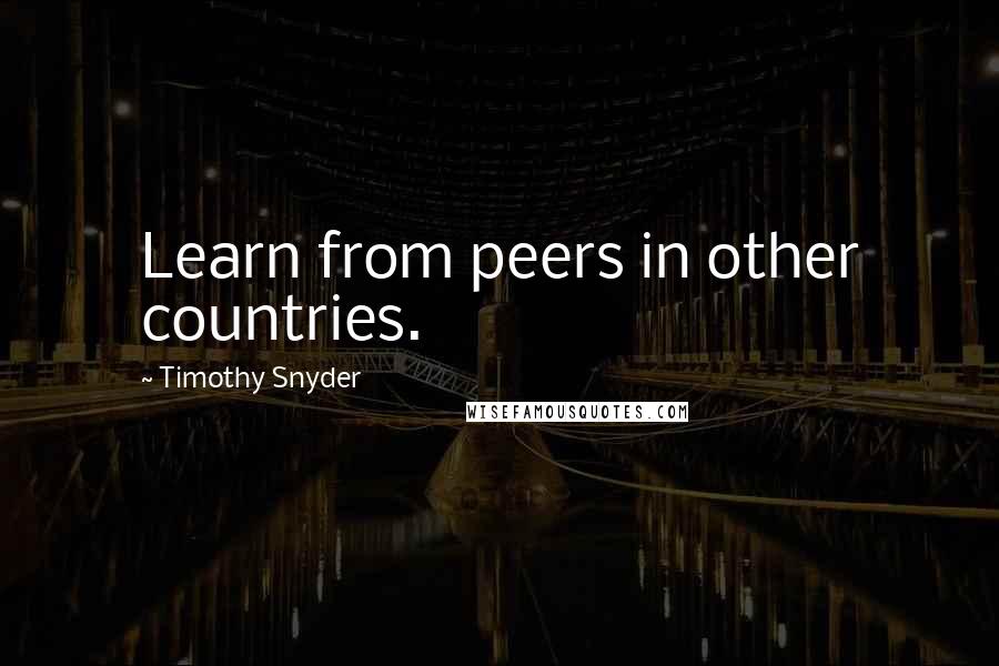 Timothy Snyder Quotes: Learn from peers in other countries.