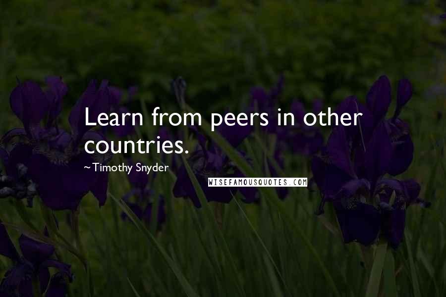Timothy Snyder Quotes: Learn from peers in other countries.