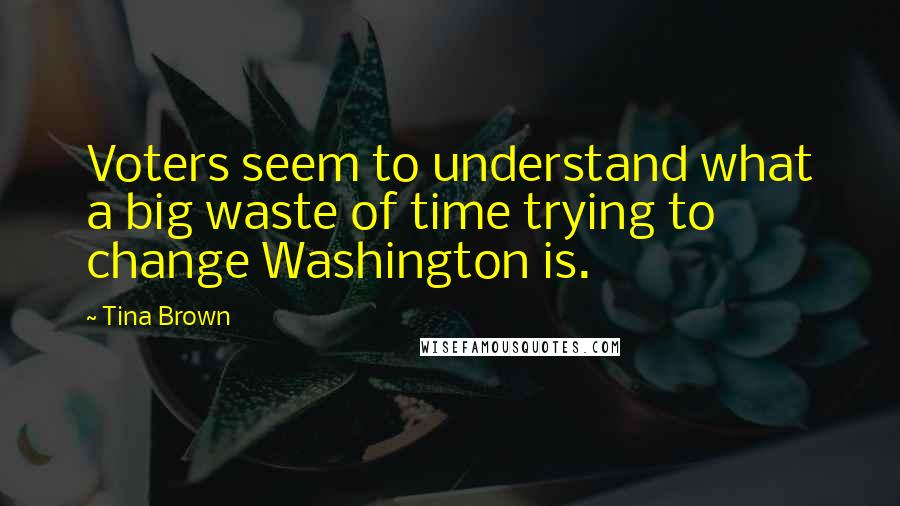 Tina Brown Quotes: Voters seem to understand what a big waste of time trying to change Washington is.