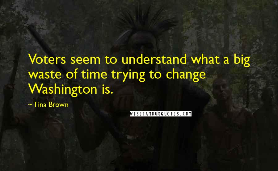 Tina Brown Quotes: Voters seem to understand what a big waste of time trying to change Washington is.