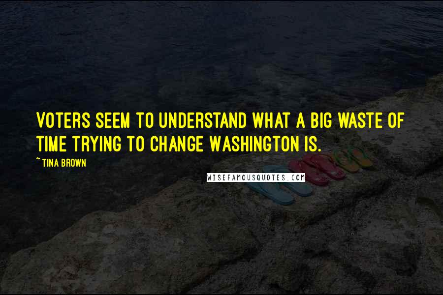 Tina Brown Quotes: Voters seem to understand what a big waste of time trying to change Washington is.