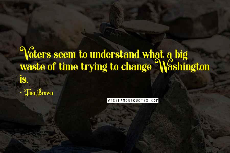 Tina Brown Quotes: Voters seem to understand what a big waste of time trying to change Washington is.