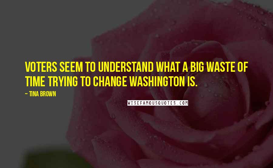 Tina Brown Quotes: Voters seem to understand what a big waste of time trying to change Washington is.