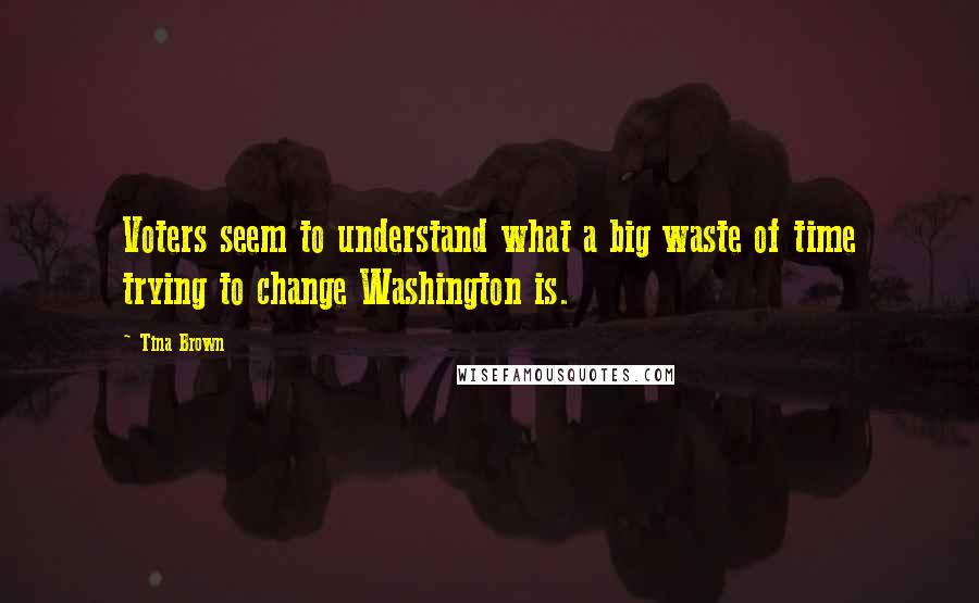 Tina Brown Quotes: Voters seem to understand what a big waste of time trying to change Washington is.