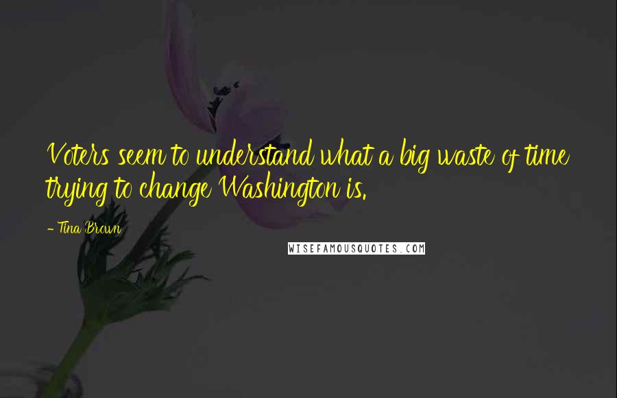 Tina Brown Quotes: Voters seem to understand what a big waste of time trying to change Washington is.