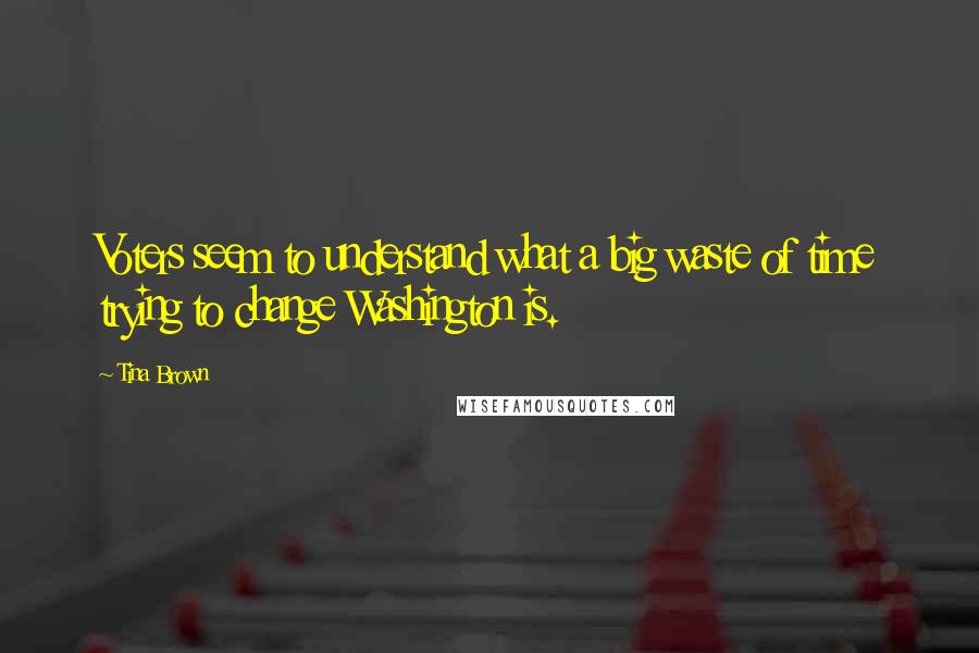 Tina Brown Quotes: Voters seem to understand what a big waste of time trying to change Washington is.