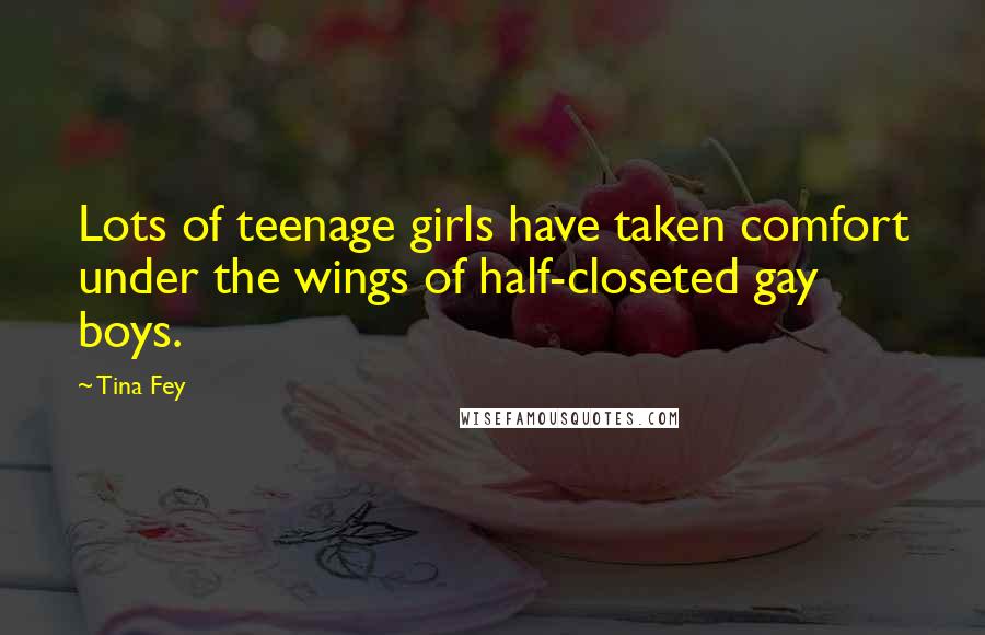 Tina Fey Quotes: Lots of teenage girls have taken comfort under the wings of half-closeted gay boys.