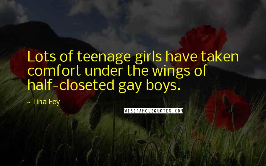 Tina Fey Quotes: Lots of teenage girls have taken comfort under the wings of half-closeted gay boys.