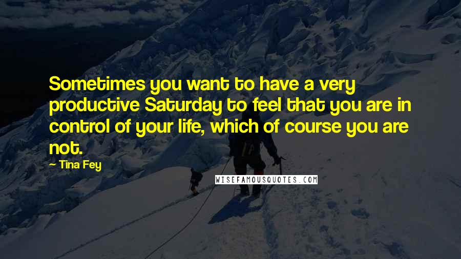 Tina Fey Quotes: Sometimes you want to have a very productive Saturday to feel that you are in control of your life, which of course you are not.