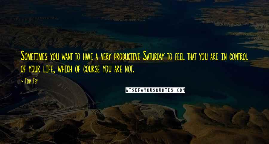 Tina Fey Quotes: Sometimes you want to have a very productive Saturday to feel that you are in control of your life, which of course you are not.