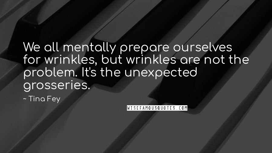 Tina Fey Quotes: We all mentally prepare ourselves for wrinkles, but wrinkles are not the problem. It's the unexpected grosseries.