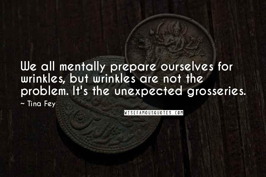 Tina Fey Quotes: We all mentally prepare ourselves for wrinkles, but wrinkles are not the problem. It's the unexpected grosseries.