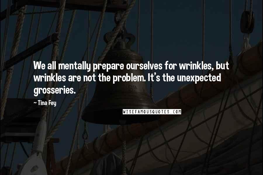 Tina Fey Quotes: We all mentally prepare ourselves for wrinkles, but wrinkles are not the problem. It's the unexpected grosseries.