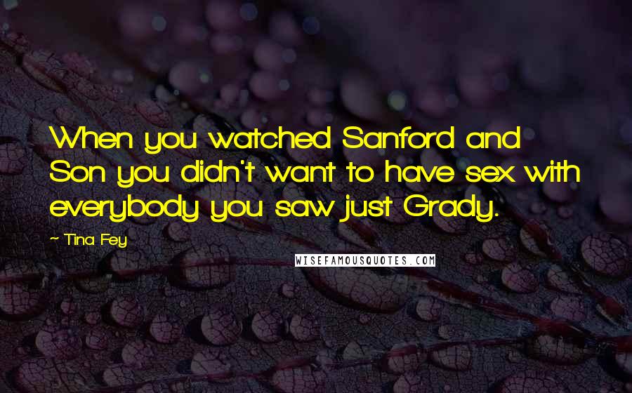 Tina Fey Quotes: When you watched Sanford and Son you didn't want to have sex with everybody you saw just Grady.