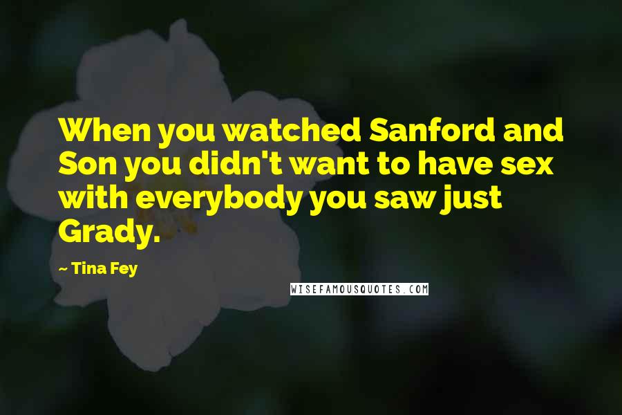 Tina Fey Quotes: When you watched Sanford and Son you didn't want to have sex with everybody you saw just Grady.