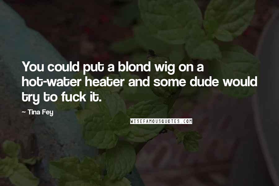 Tina Fey Quotes: You could put a blond wig on a hot-water heater and some dude would try to fuck it.