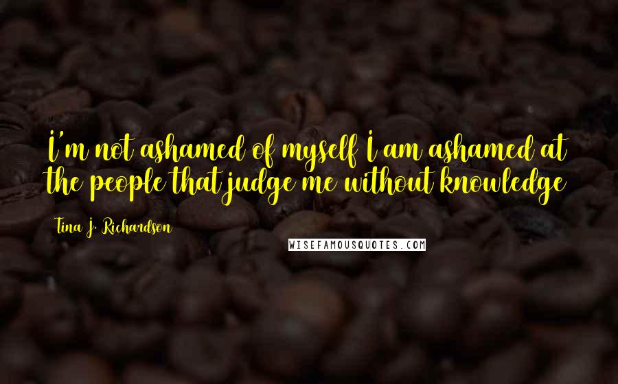 Tina J. Richardson Quotes: I'm not ashamed of myself I am ashamed at the people that judge me without knowledge