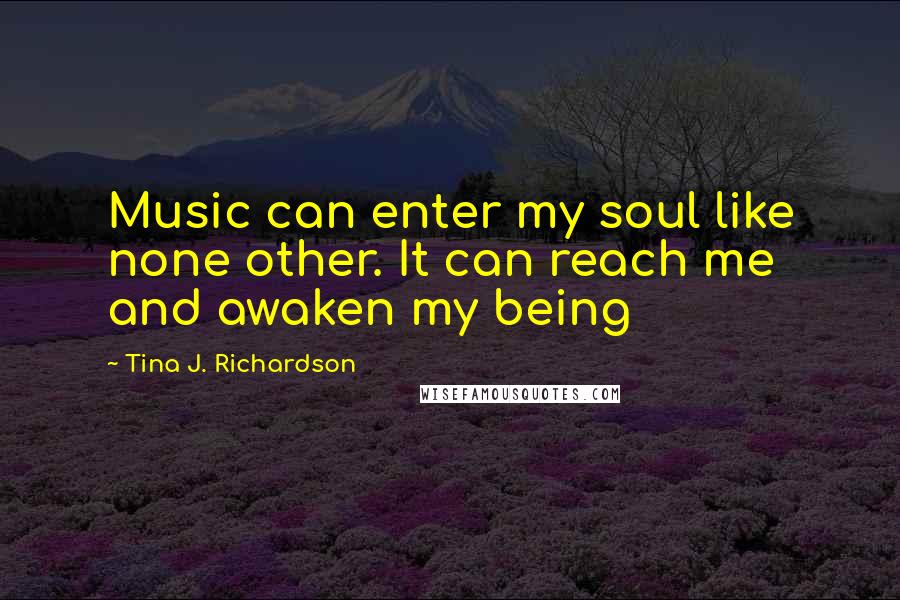 Tina J. Richardson Quotes: Music can enter my soul like none other. It can reach me and awaken my being