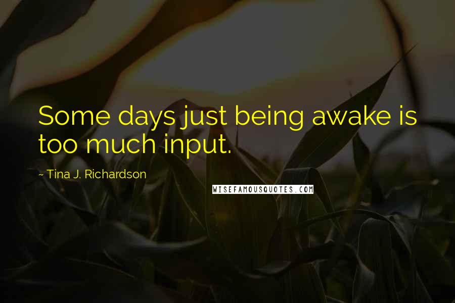 Tina J. Richardson Quotes: Some days just being awake is too much input.