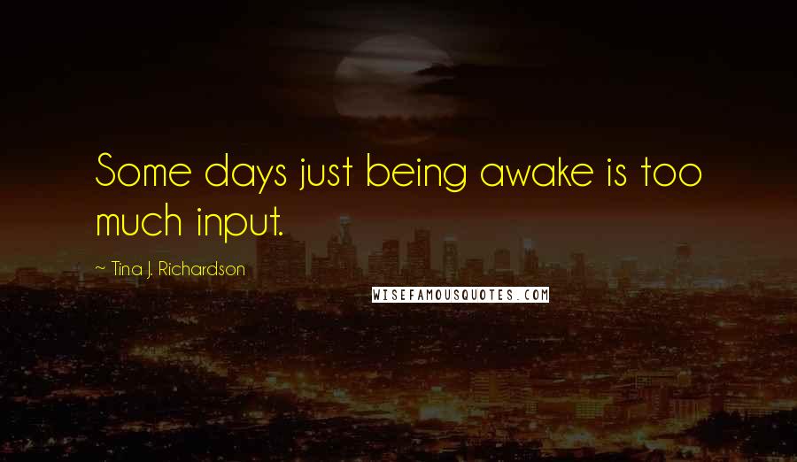 Tina J. Richardson Quotes: Some days just being awake is too much input.