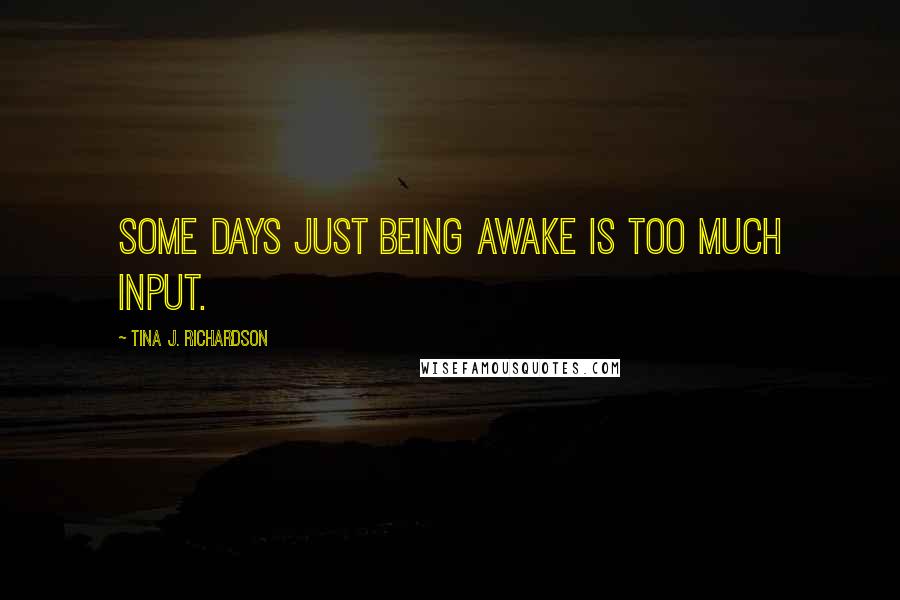 Tina J. Richardson Quotes: Some days just being awake is too much input.