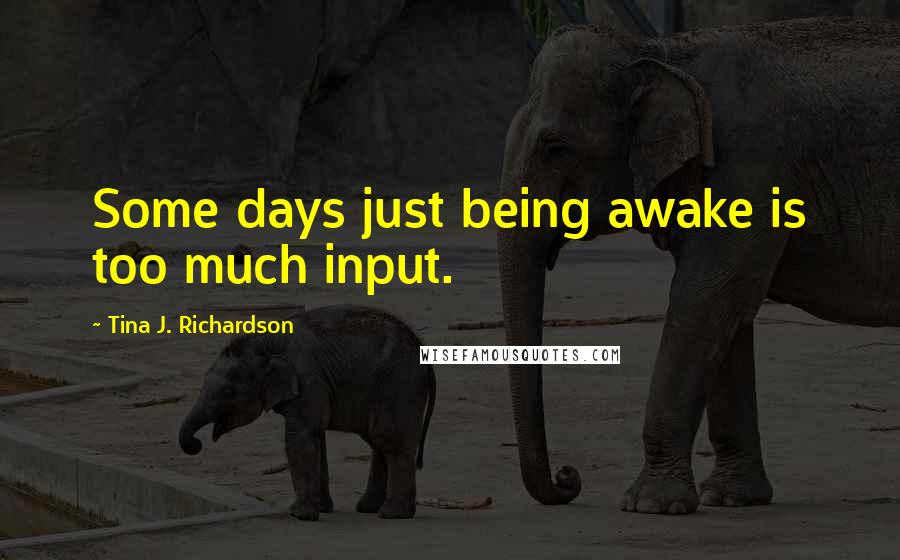 Tina J. Richardson Quotes: Some days just being awake is too much input.