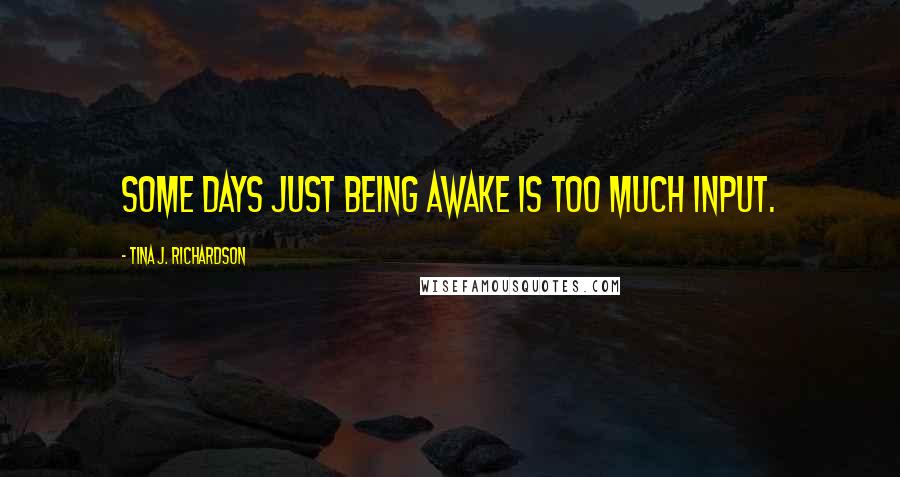 Tina J. Richardson Quotes: Some days just being awake is too much input.