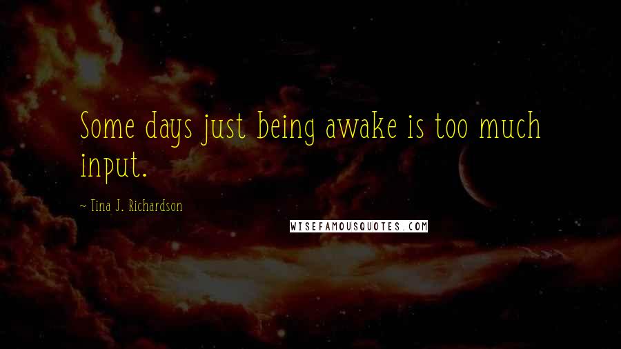 Tina J. Richardson Quotes: Some days just being awake is too much input.