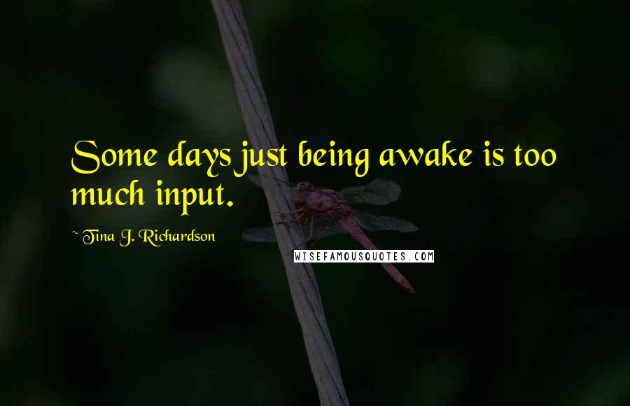 Tina J. Richardson Quotes: Some days just being awake is too much input.