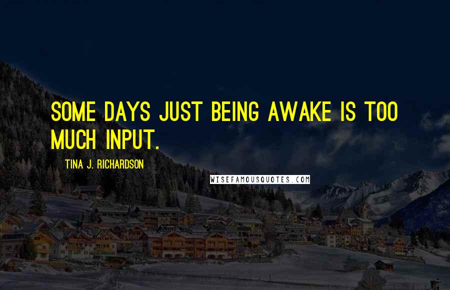 Tina J. Richardson Quotes: Some days just being awake is too much input.