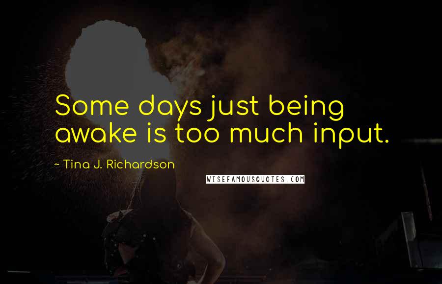 Tina J. Richardson Quotes: Some days just being awake is too much input.