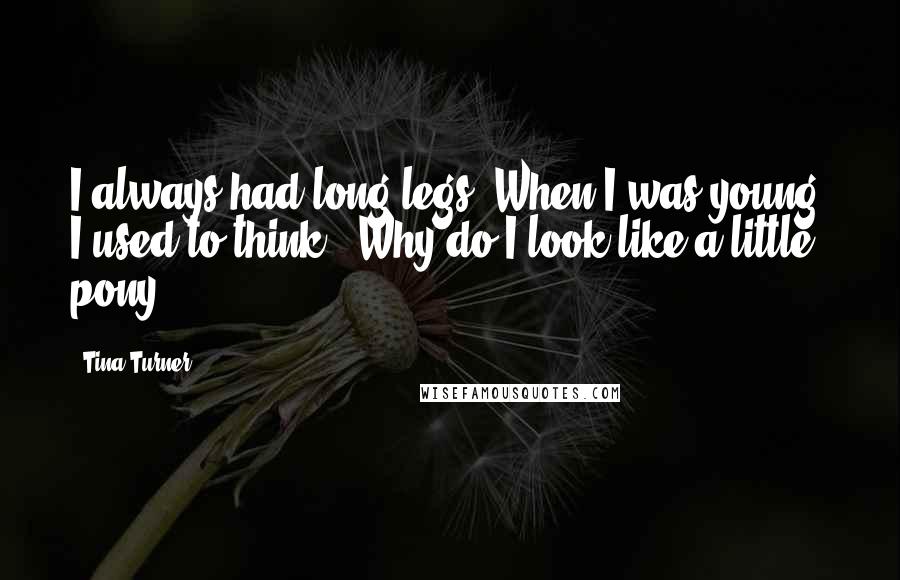 Tina Turner Quotes: I always had long legs. When I was young, I used to think, 'Why do I look like a little pony?'