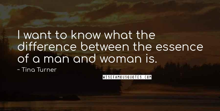 Tina Turner Quotes: I want to know what the difference between the essence of a man and woman is.